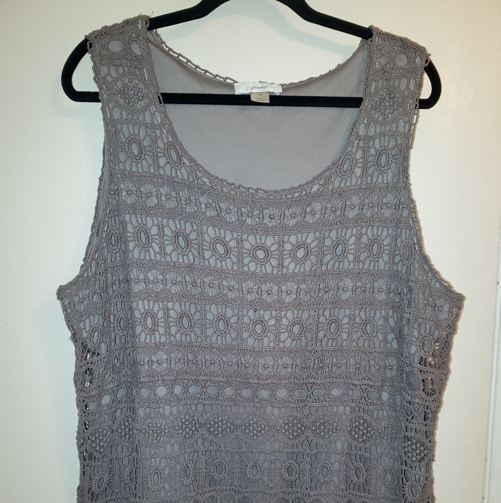 CJ Banks Crocheted sleeveless lined sweater tank